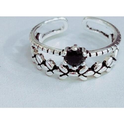 Miuoxion Retro Geometric Double Inlaid Obsidian Ring Fashion Personality Jewelry For Women Feature Namour Charm Gift All Seasons