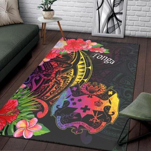Tonga Area Rug Tropical Hippie Style Carpet Mat for Living Room Doormat Flannel Print Bedroom Non-slip Floor Rug