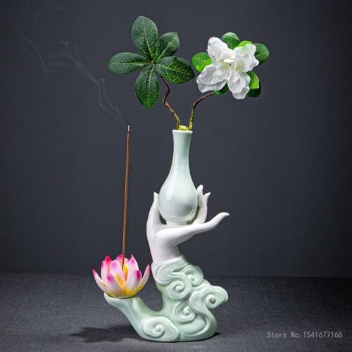 Bergamot lotus thread incense burner hydroponic crafts ornaments incense stick incense celadon sandalwood incense burner