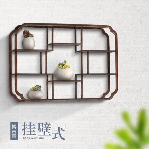 Little Rich Ancient Frame Solid Wood Chinese Style Room Decoration The Teapot Tea Shelf Organizer Hanging Wall Shelf Shelves