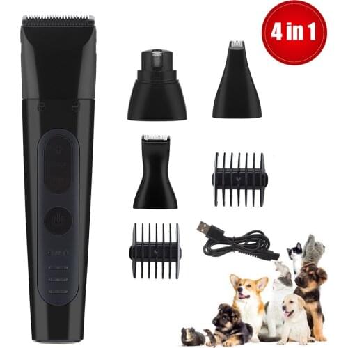 4 In 1 Dog Nail Grinder Hair Clipper Dog Grooming Clippers Low-Noise Cutter For Trimming Pet Nail/Paw/Hair Electric Trimmer Kit