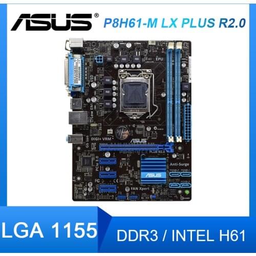 For Asus P8H61-M LX PLUS R2.0 Desktop Motherboard intel H61 LGA 1155 i3 i5 i7 DDR3 uATX SATA II Original Used Mainboard