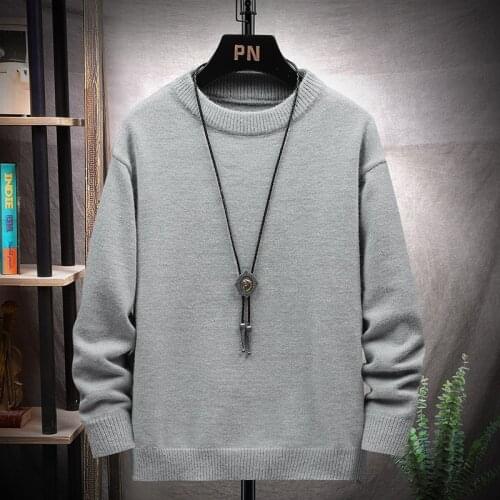 Non-Iron MenS Grey Black Sweaters Spring Autumn Winter Clothes 2021 Pull OverSize 5XL 6XL 7XL Classic Style Casual Pullovers
