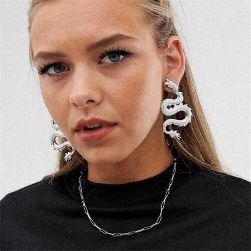 2020 new fashion exaggerated statement metal dragon dangle drop earrings for women girl trendy punk party jewelry earrings gift