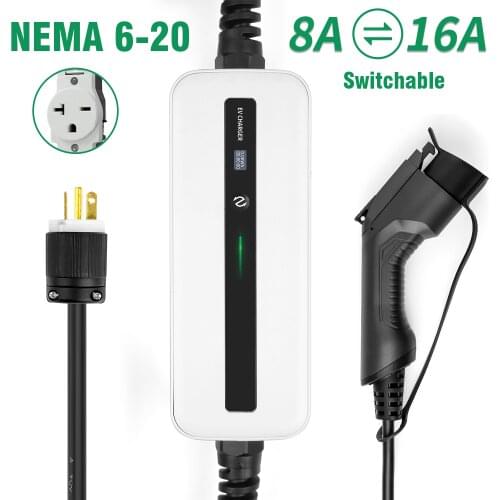Type1 Portable EV Charging Box Cable 8/16A Switchable Current EVSE Electric Vehicle Car Charger SAEJ1772 NEMA Plug for Nissan