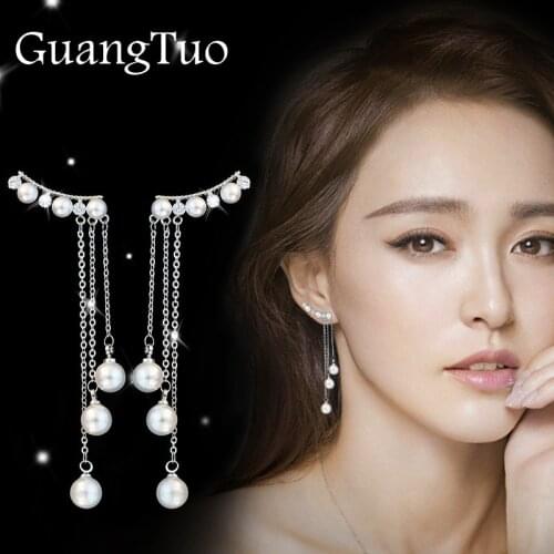 New Fashion Hyperbole Temperament Elegant Long Drop Earrings for Women Female Tassel Simulated Pearl Pendant Earrings