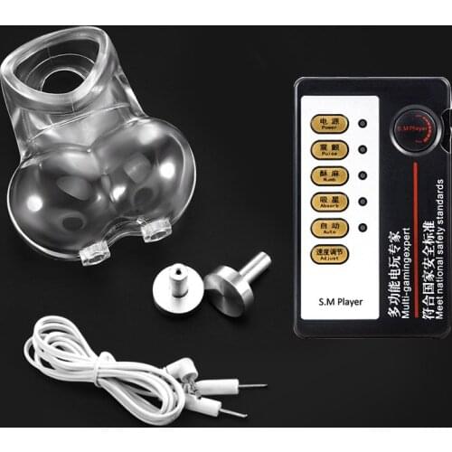 Medical themed toys electric shock silicone Scrotum sex toys for men testicles Cock Ring chastity bondage Sex shop