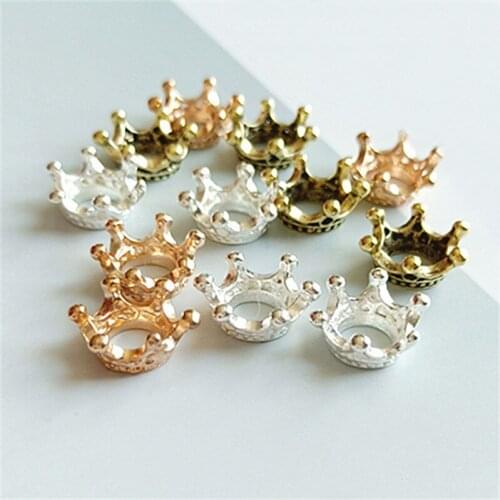 50PCS 12*13mm Metal Alloy Crown Connectors Antique Bronze KC Gold/Gold/Silver Color Crown Charm For Jewelry Making