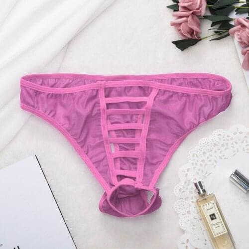 Male Gay Sissy Sexy Underwear Hollow Breathable Mens Panties Intimates Sexy Lingerie Sissy Underpants Fashion G-String Thongs
