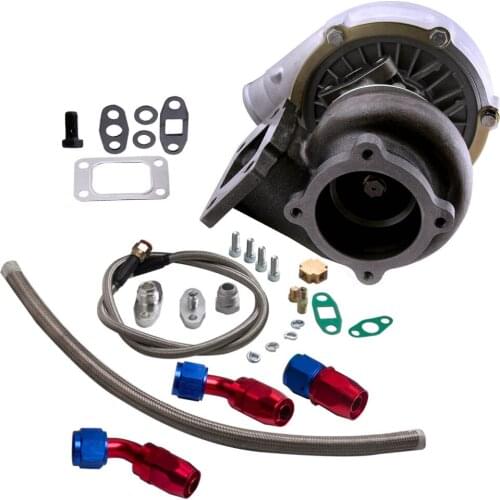 Universal turbo Water+Oil GT30 GT3037 GT3076R Turbocharger 500HP +Oil Drain Return FEED Line Flange A/R .6 Turbine A/R .82
