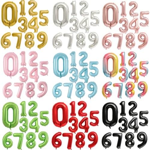 All Color 10pcs 0-9 Number Balloons 16/32/40Inch Slim Foil Letter Balloon Birthday Party Decorations kids Wedding Anniversary