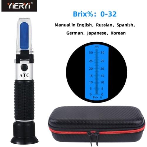 Yieryi HandHeld 0-32% Brix Refractometer ATC For Sugar Degree Meter Saccharimeter Cutting Fluid Density Concentration Meter