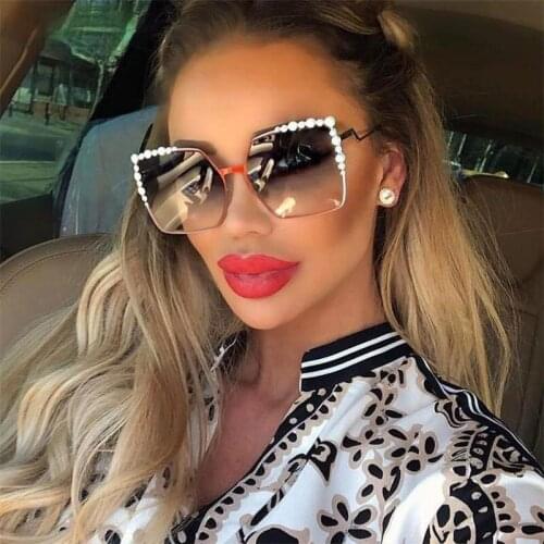 Pearl Square Luxury Metal Frame Sunglasses Men Women Fashion Shades UV400 Vintage Glasses