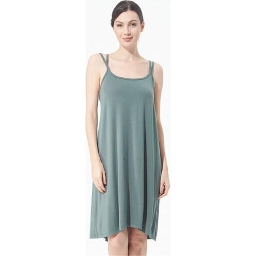 Sling long skirt womens halter plus fat size bottoming home skirt wear loose cross sling green dress sexy nightwear nuisette