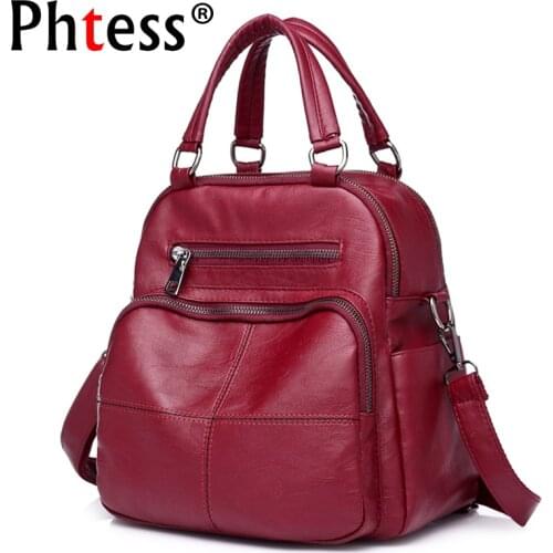 2019 Woman Backpack Leather Brands Female Backpacks High Quality School Bags For Girls Vintage Ladies Bagpack Sac a Dos Mochila