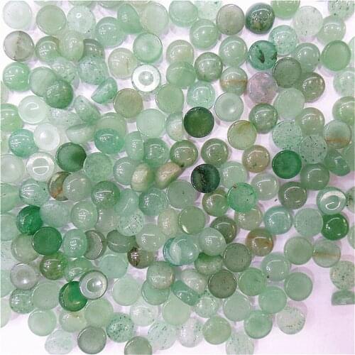 100Pcs 6x3mm Wholesale Natural Green Aventurine Round Cab Cabochon DIY Jewelry Making Accessories M7