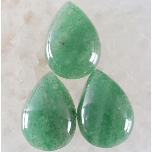 5Pcs Cabochon CAB Natural Stone No Drilled Hole Water Drop Bead for Men Women DIY Jewelry Making Necklace Green Aventurine Bead