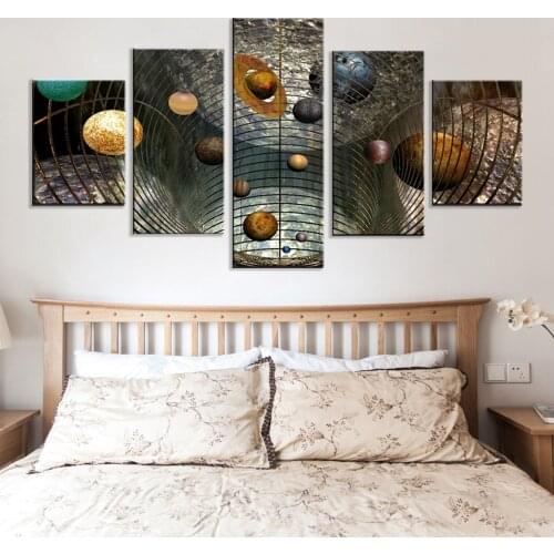 5 Pieces Planets Canvas Painting Universe Posters Solar System Pictures Space Wallpapers Fiction For Home Room Science Decor Art