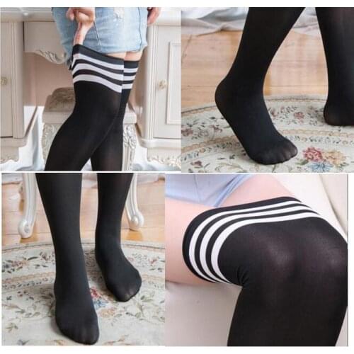 50pairs/lot! Plus Size Striped Knee Socks Women Cotton Thigh High Over The Knee Stockings new