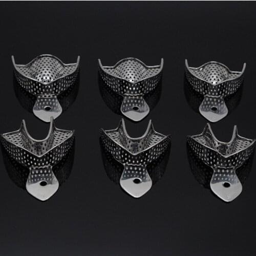 6Pcs/set Dental Supply Metal Impression Trays Autoclavable Central