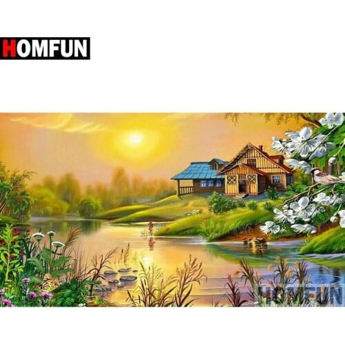 HOMFUN Full Square/Round Drill 5D DIY Diamond Painting "House scenery" 3D Embroidery Cross Stitch 5D Home Decor Gift A17440