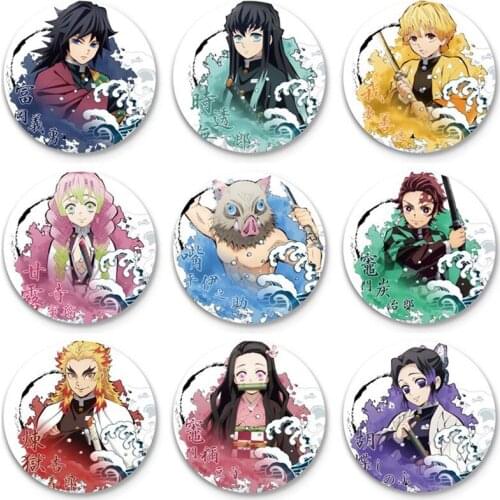 Anime Demon Killer Kimetsu No Yaiba Badge Tanjirou Nezuko Zenitsu Inosuke Giyuu Muzan Badge Demon Slayer Brooch 13 Pieces / Lot