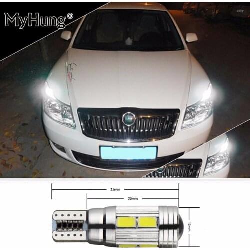 For Skoda Octavia Rapid Fabia Yeti A5 A7 Superb 2 x T10 W5W Car LED Auto Lamp 12V Parking Bulbs With Lens City Light