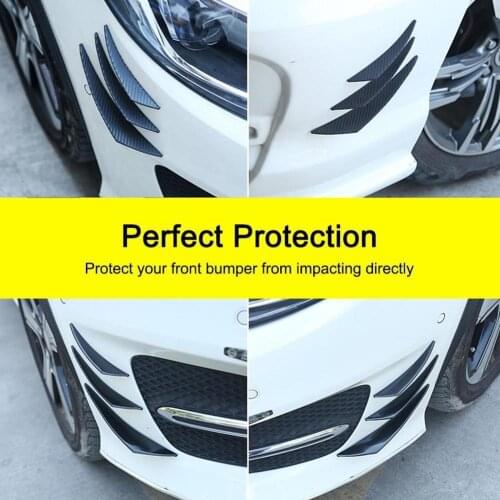 Car carbon fiber modified spoiler wind knife front bumper spoiler black shape 6PCS accessories G6Q1