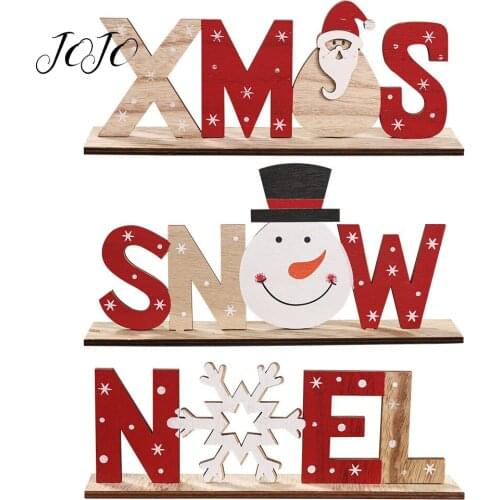 JOJO BOWS 1pc Party Holiday DIY Decoration Wooden Printed Letter Ornaments Christmas Decoration For Home Party Scene Emblishment