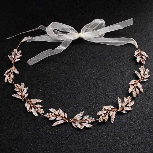 Baroque Gold Metal Rhinestone Crown Headband Wedding Hair Accessories Leaf Ornaments Bridal Hair Jewelry Tiara Women Accesories
