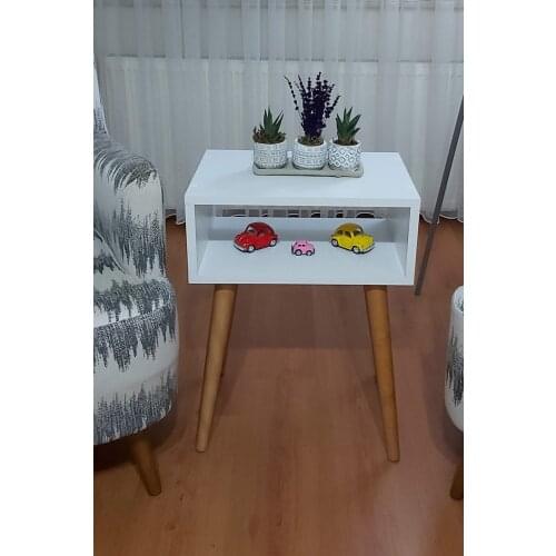 Eda Side Coffee Table, White coffee table kitaplıkö commode different coffee table, 42 x28xh:62 Cm