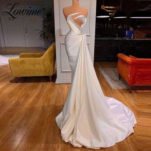 Elegant Ivory Pearls Couture Evening Dresses Vestidos De Fiesta Long Prom Dresses Celebrity Party Gowns Dresses For Women Party