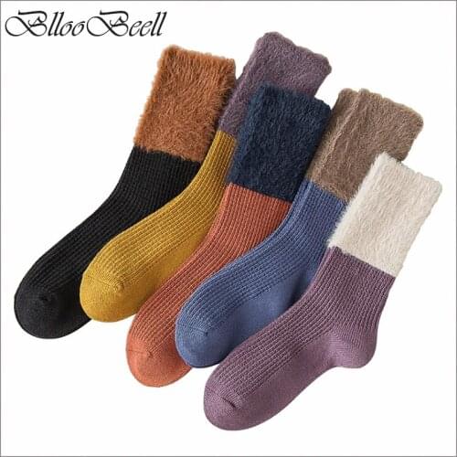 2019 Winter Warm Womens Socks Thick Velvet Socks for Women Cute Color Dress socks Cotton School Girl Socks Casual Gift Socks