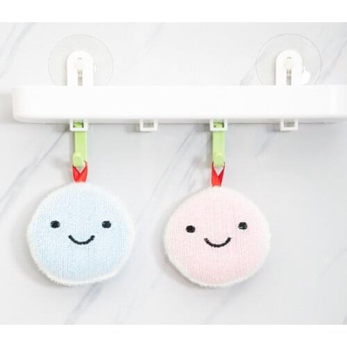 New kitchen Small Items For Washing Dishes Smiley Mesh Sponge Scrubber Home Useful Things Sink Tableware Cookware Cleaner