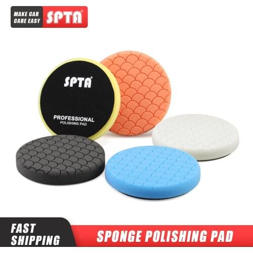 SPTA 5.5"6.5" Sponge Polishing Pad Flat Round Fish Scales Texture Car Burnishing Sponge Pad For 5"6" Backing Plate