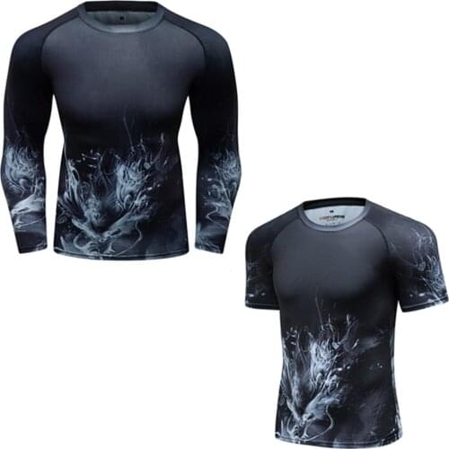 MMA T-shirt Jiu Jitsu Bjj Rashguard Mens Mma T-shirts kickboxing Muay thai T-shirts Tights Rash Guard Boxing Clothing Fightwear