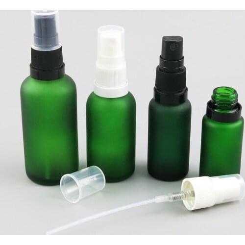12 x Refillable Frost Green Glass Perfume Bottle Essential Oil Bottles With Fine Mist Spray 100ml 50ml 30ml 20ml 15ml 10ml 5ml