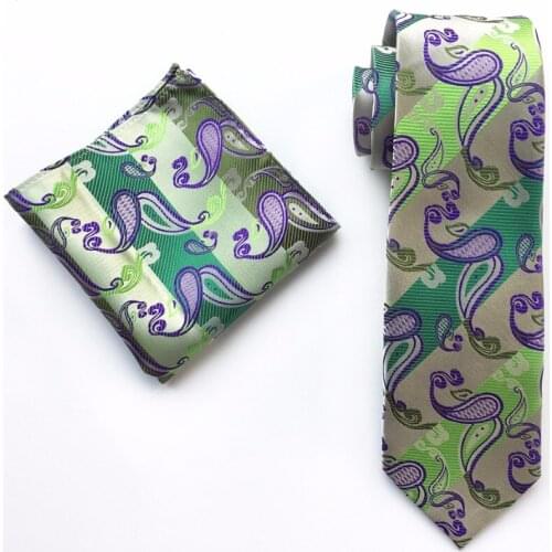 8cm Fashion Men Woven Necktie Set Classic Paisley Gravatas Hanky Sets
