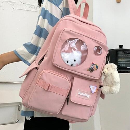 Fashion Women Backpack Cute Nylon Student Schoolbag Kawaii Ladies Large Capacity Laptop Bagpack Girl Bookbag Mochila