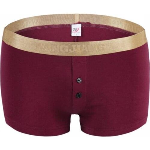 2017 new style WJ brand gay underwear mens sexy boxers cotton button comfortable cotton flat angle solid underwear