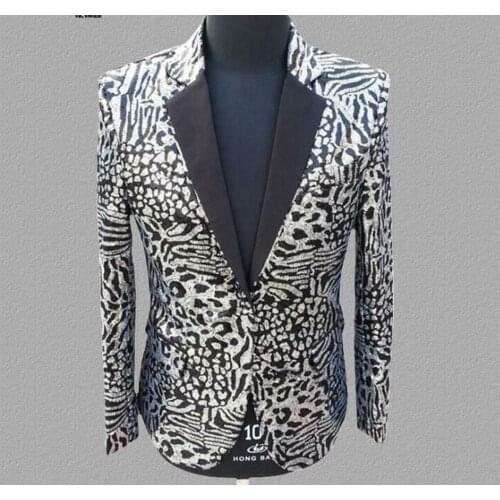Mens Sequins Lapel One Button Blazer Stage Show Costume Dress Coat Chic Bling Plus Size Custom Made New 2021