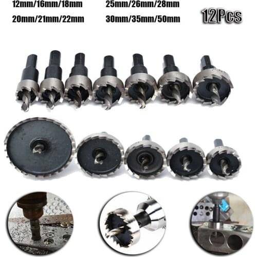 12Pcs/Set Hole Saw Tooth Kit HSS High Speed Steel Hole Drill Bit Stainless Steel Hole Opener 15mm-50mm Cutter Tool Accessories