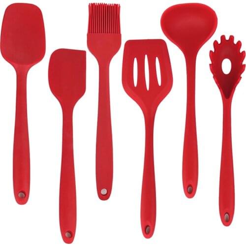 6PCS Silicone Kitchen Utensil Set Silicone Heat Resistant Spatula Ladle Brush Professional Cooking Tools for Nonstick Cookware