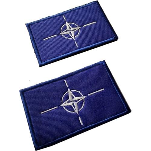 OTAN NATO Flag Embroidery Velcro Patches Clothes Badge Armband Backpack Sticker Army Fan Tactical Military Bag Appliques