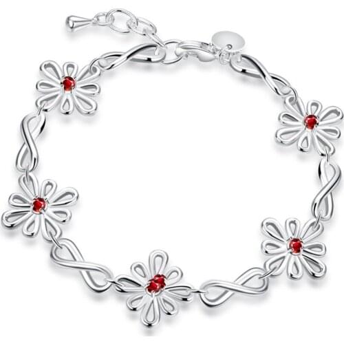 Real fashion pure silver charm ladies jewelry high-grade elegant jewelry romantic simple flower bracelet free of freight