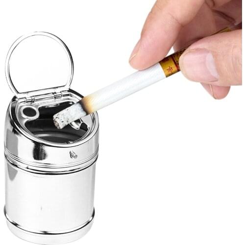 Stainless Steel Windproof Car Ashtray Universal Smoke Tobacco Ash Holder Container with Cover for Home Car Supplies Best Gifts