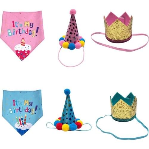 Pet birthday hat pet birthday saliva towel dog triangle scarf pet accessories party wear decoration pet supplies #8
