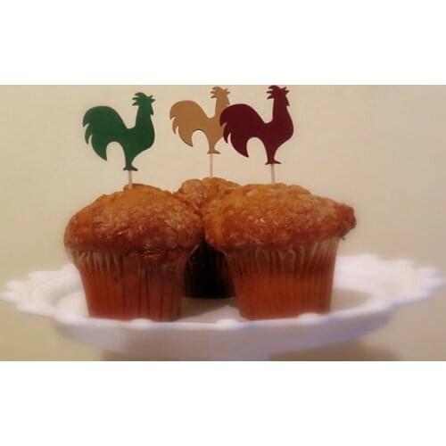 Rooster cupcake toppers rustic barn Wedding Food Picks Bridal shower Bachelorette tea party muffin decorations