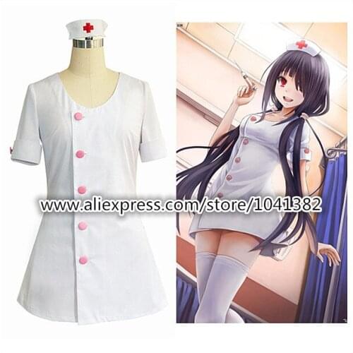 DATE A LIVE Cosplay Dress Anime Characters Nightmare Cosplay Costumes Sexy Nurse Uniform COS White Short Skirt Maid Outfi
