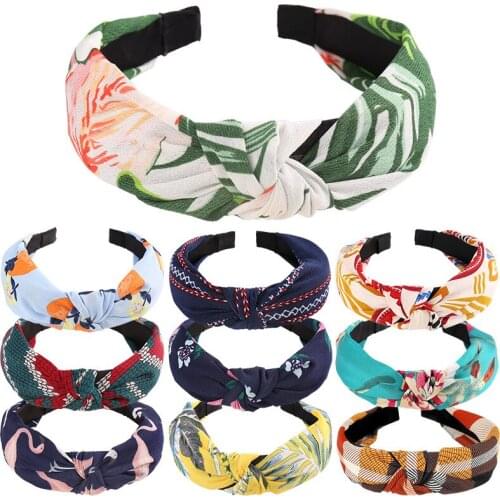 FashionTop Knot Turban Twist Hairband Retro Elastic Hair Hoop Headwrap Headband for Women Print Headdress Accessories Hair Bows